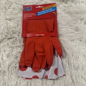 Brillo reusable cleaning dish gloves NEW red polka dot textured grip